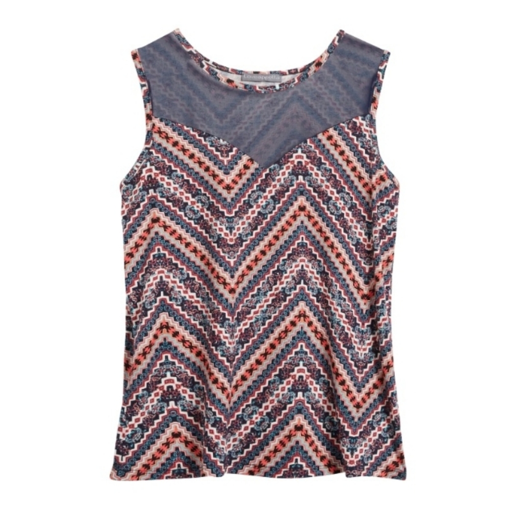 🚨Loveappella Mesh Neckline Knit Top
